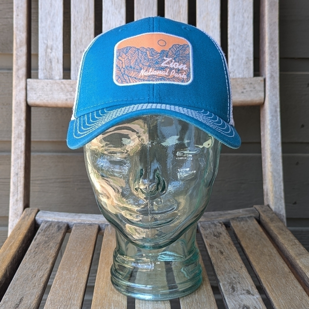 Ouray Sportswear Zion National Park Trucker Hat Unisex Blue White Snapback